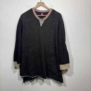 JG's Mad Lab Womens Lagenlook Pullover Tunic Size L/XL Brown Art to wear